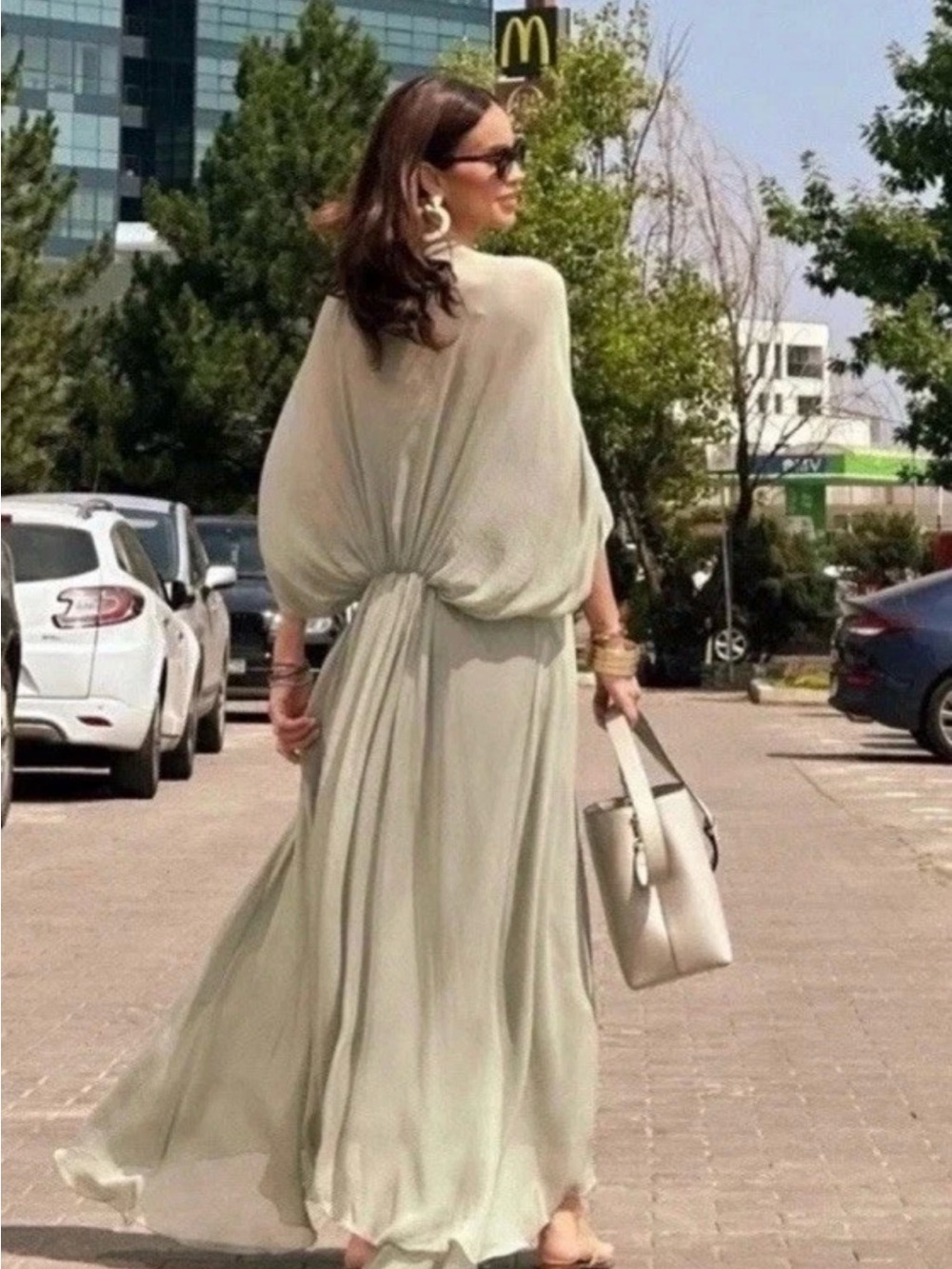 Zara Sage Green Knot-Front Maxi Dress - Picture 12 of 13